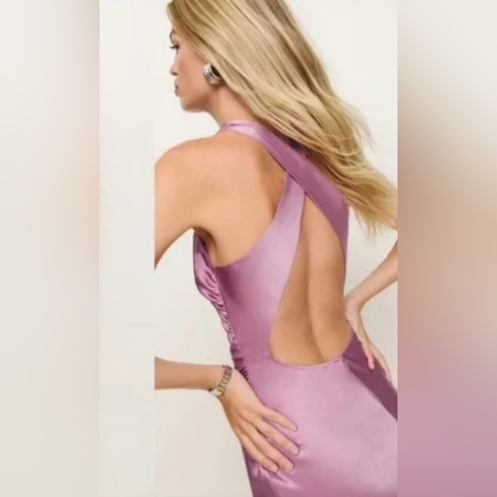 Reformation Cassette Satin Midi Dress in Sugar Plum - Picture 2 of 9